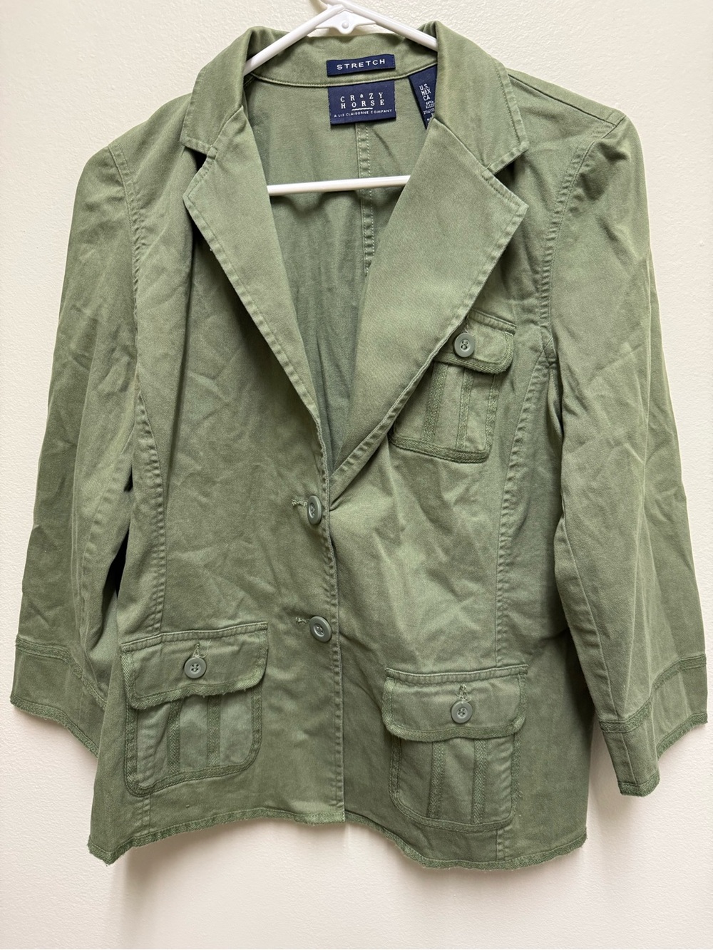 CRaZY HORSE A LIZ CLAYBORNE COMPANY WOMEN’S STRETCH GREEN JACKET Sz Lg